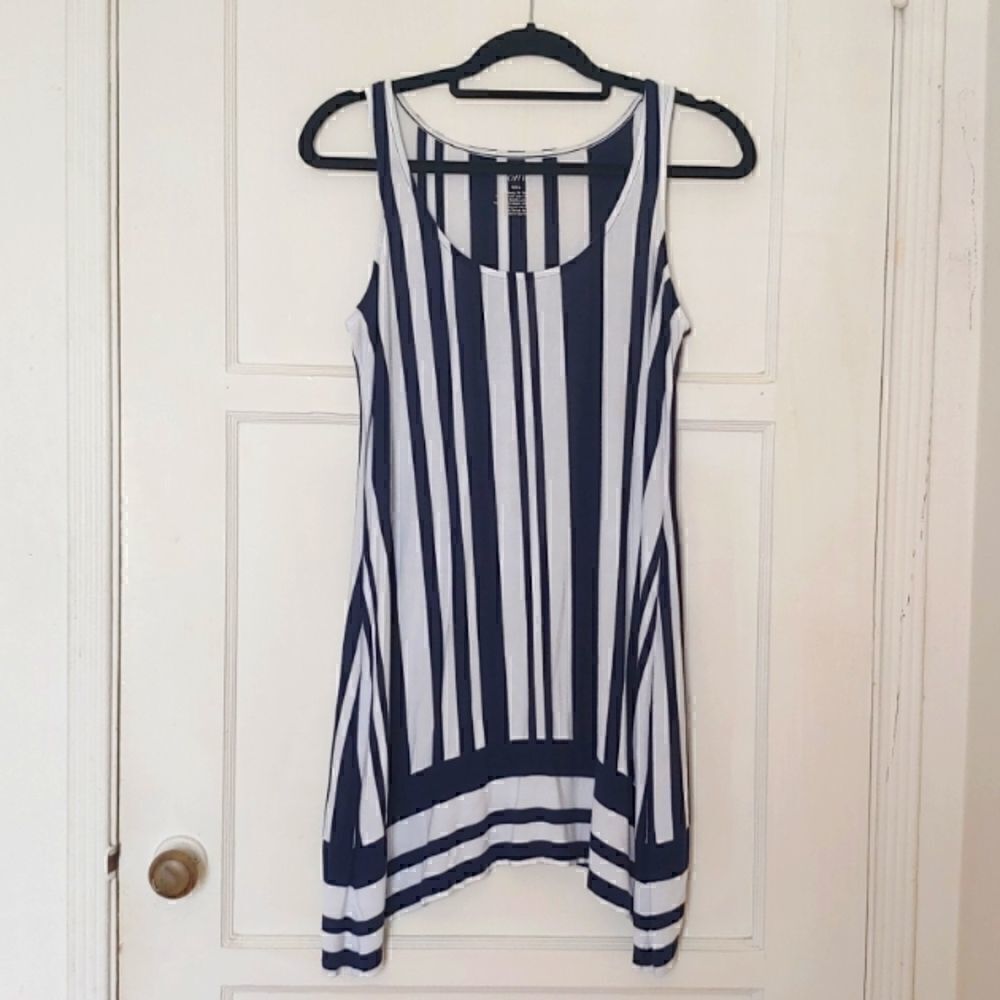Soma Women's Soft Jersey Mixed Stripe Tunic Navy and White Size Small